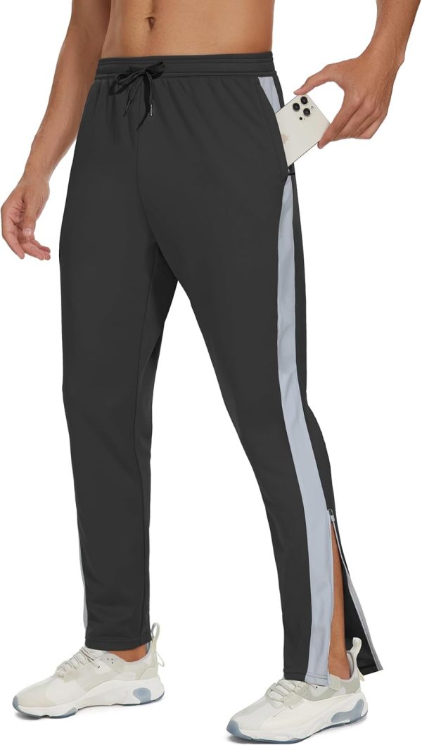 Men's Sweatpants Zipper Legs Bottom - Tapered Track Traning Running Athletic Workout Basketball Slim Fit Pant Zip Pockets
